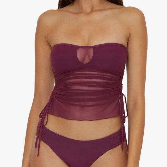 Becca By Rebecca Virtue Womens XL Muse Bandeau Mesh Tankini Swim Top New - Picture 8 of 8